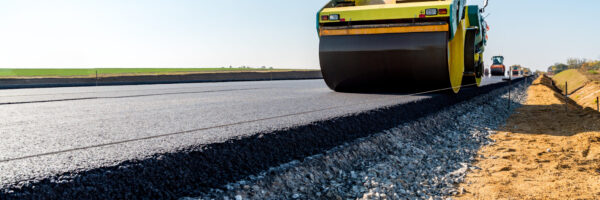 New road construction Road rollers building the new asphalt road